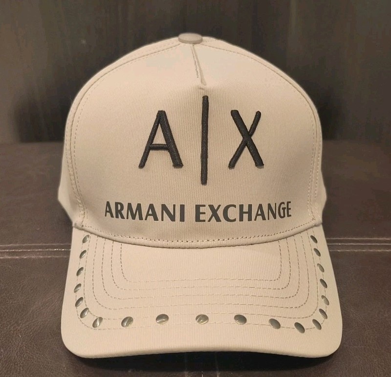 Armani Exchange AX Baseball Cap Classic Logo Men’s Light Gray Adjustable Hat New