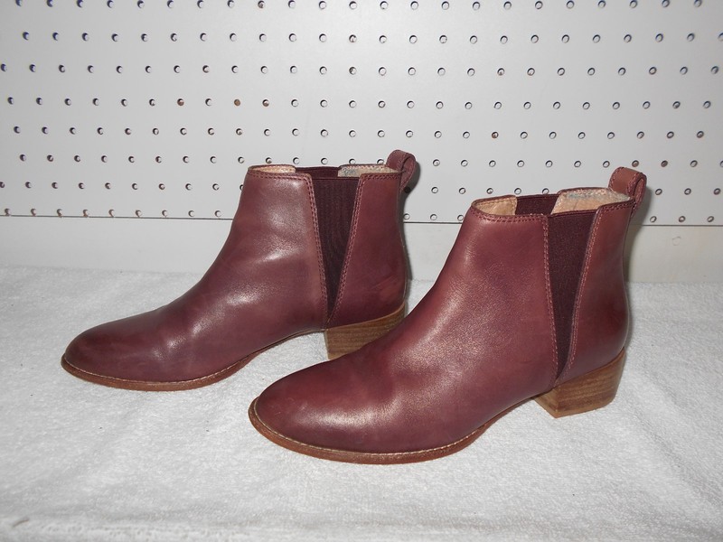 MADEWELL AA185 CARINA WOMENS USA 7 MAHAGONY PLUM LEATHER CHELSEA BOOTS