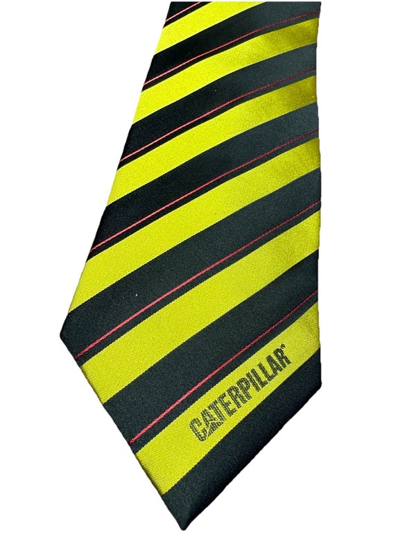 Caterpillar CAT Black/Yellow / Red Pure Silk Tie Business Made In Germany RARE