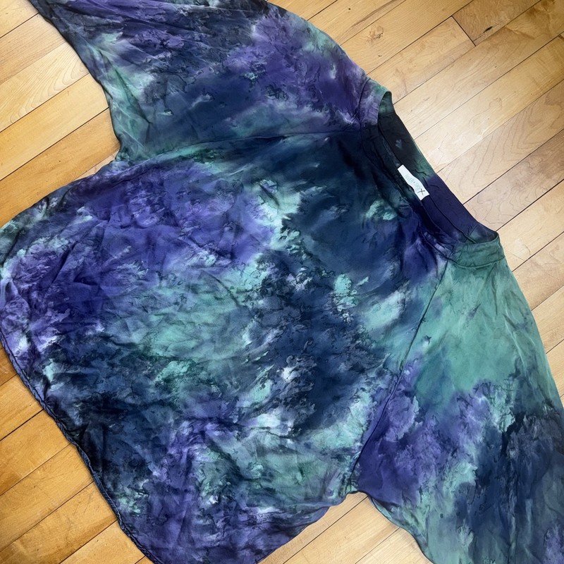 River + Sky Hand Dyed Dolman Sleeve Top Womens Medium Blue Purple Boho Artwear