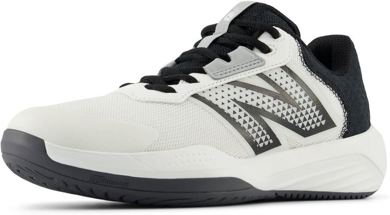 New Balance Women's 696 V6 Tennis Shoe, White/Black, 10.5 Wide - White/Black - 1