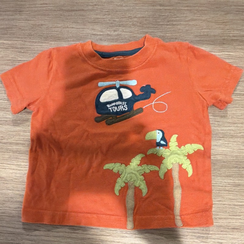 Gymboree Boys 3-6 months Orange Tropical Toucan Graphic Cotton Crew Neck T-Shirt