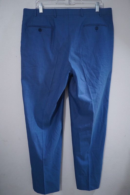 Canali Size 36×30 Dress Pants Blue Wool Flat Front Tailored Men