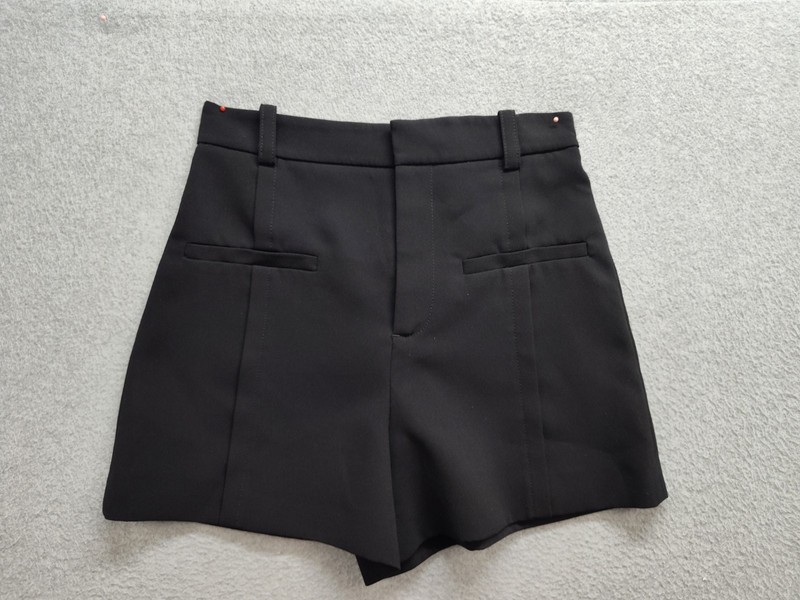 Zara Women Suit Shorts XS Black Zip Hook & Eye Button Pockets High Rise Outdoor