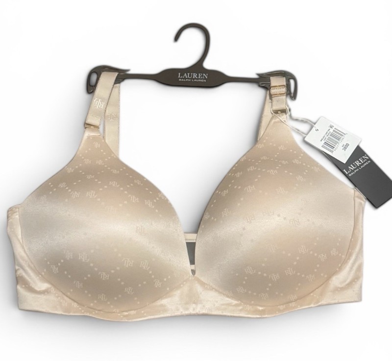 Lauren Ralph Lauren Light Truffle Wireless Logo T-Shirt Bra Women’s 38DD NWT
