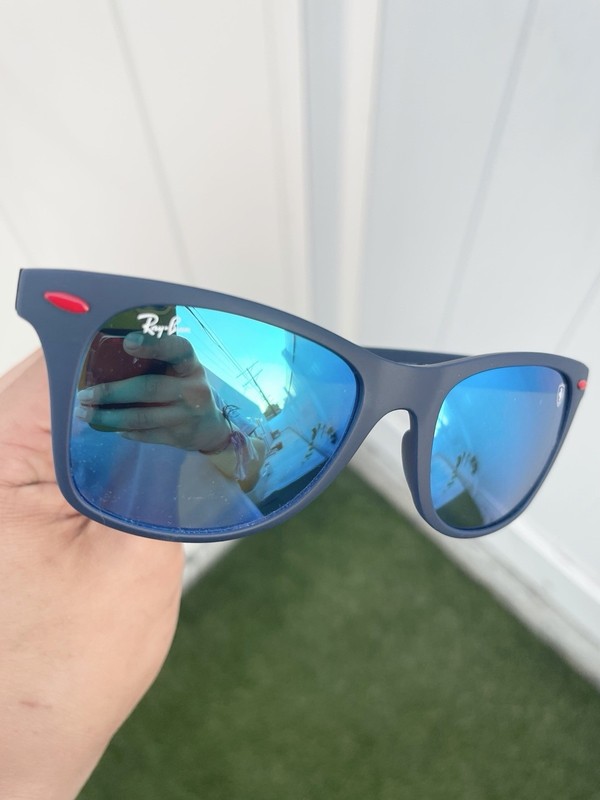 New Ray Ban Ferrari Polarized Liteforce Wayfarer RB4195-M-F 4195 Blue Flash