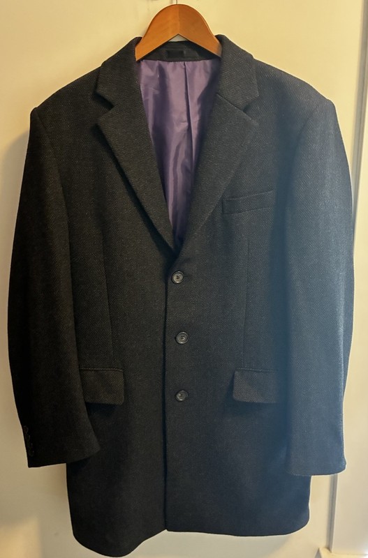 Marks & Spencer Men’s Large Charcoal Wool Blend Stormwear Overcoat Regular Fit