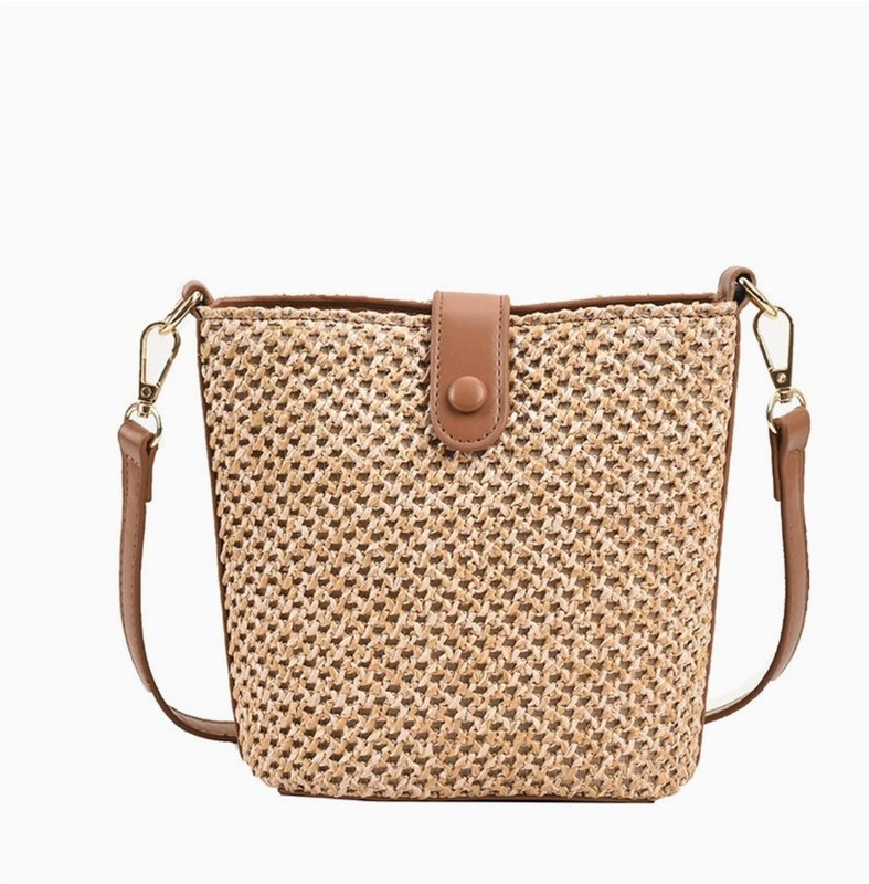 Handmade Straw Crossbody Bag – Women’s Woven Rattan Shoulder Purse, Vacation New