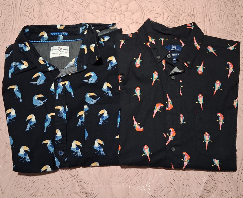 Ditch Plains Shirt Men’s L Black Short Sleeve Button-Up Toucan Graphic Print
