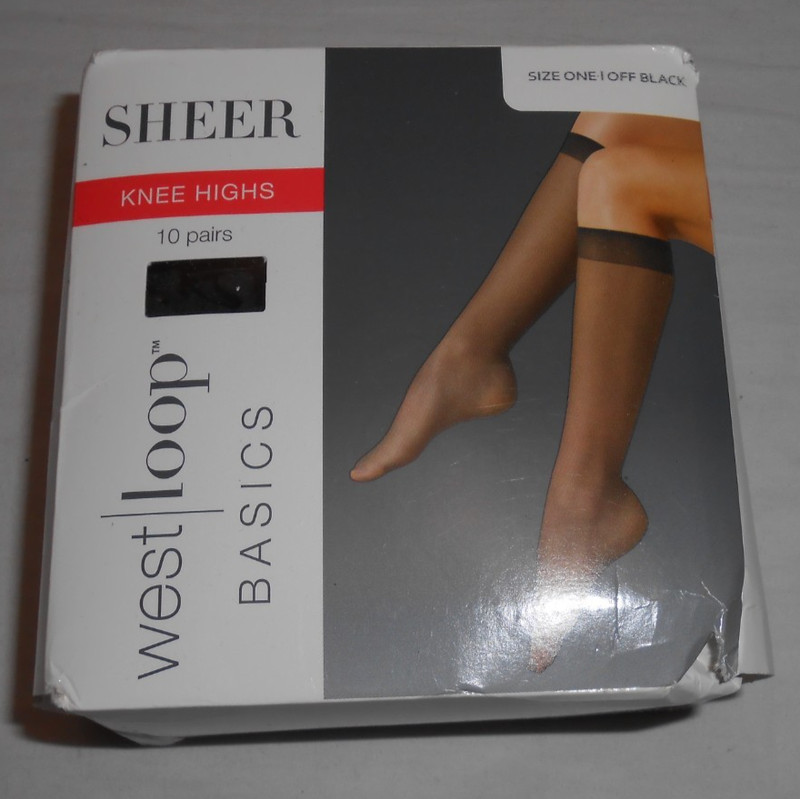 West Loop Sheer Knee Highs Sheer Toe Classic Nylon Size One 10 Pack Off Black