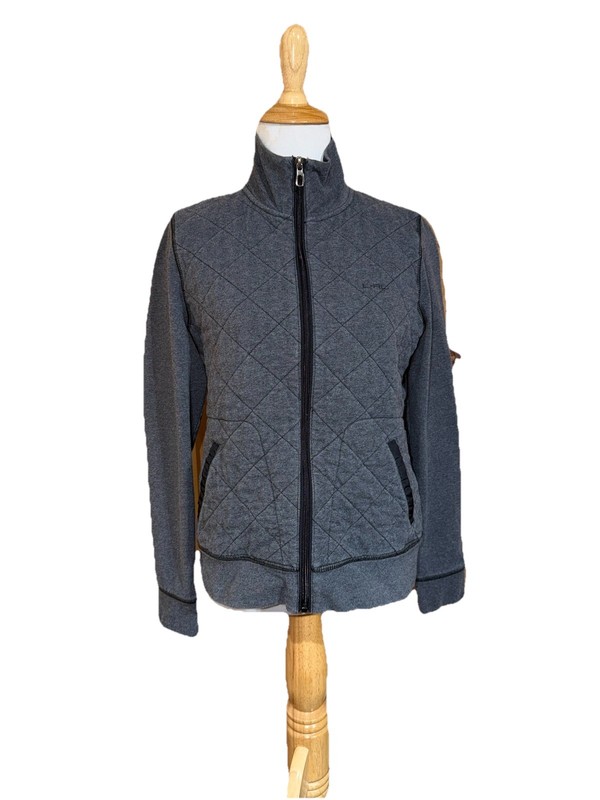 Lauren Ralph Lauren Active Argyle Diamond Quilted Gray Zip Jacket Size Medium