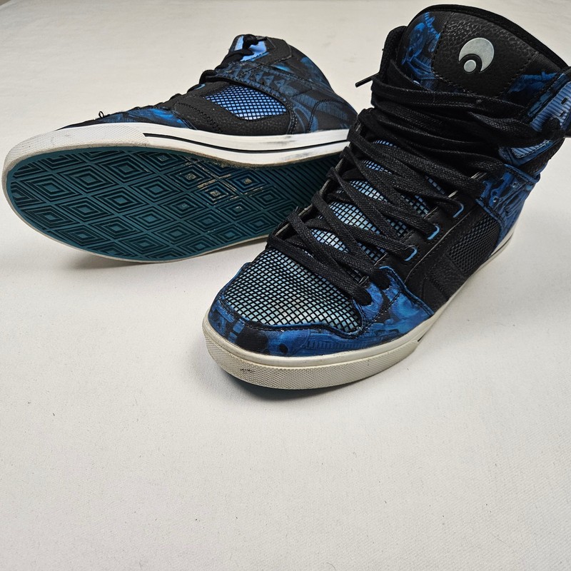 Osiris Shoes Mens 11 Clone Skateboard Y2K High Top Blue Black Huit Alien