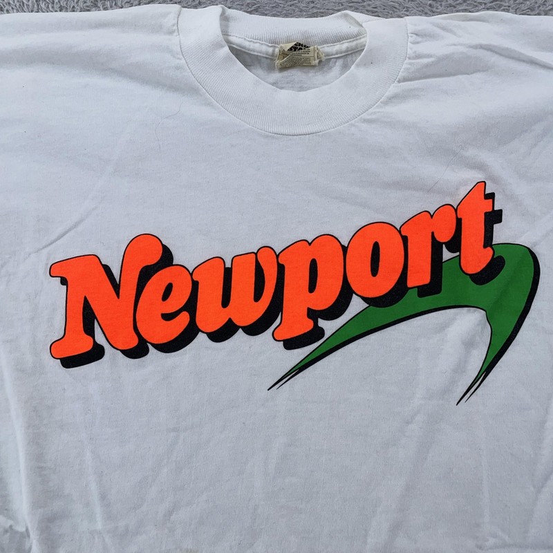 Vtg 90s Newport Cigarette Promo T Shirt Mens M/L White Tobacco Marlboro Camel