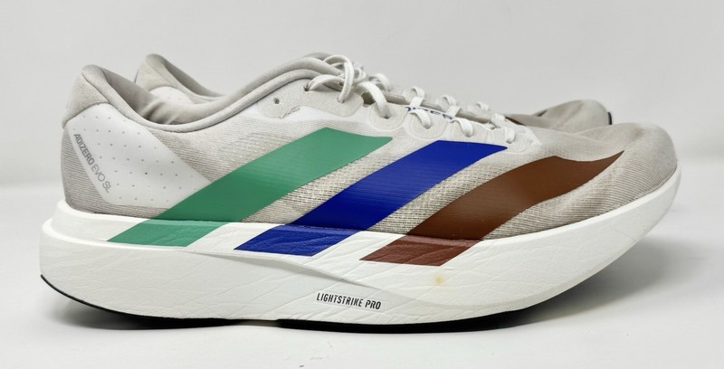 Men’s adidas Adizero Evo SL Pharrell Humanrace White Green Blue KI3393 sz 11.5
