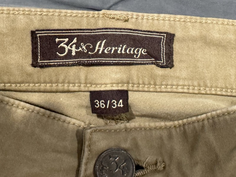 34 Heritage Men’s Khaki Light Wash Denim Jeans Straight Leg Mid-Rise 36/34 gallery