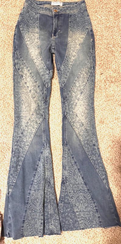 Free people bandanna flare jeans (rare)
