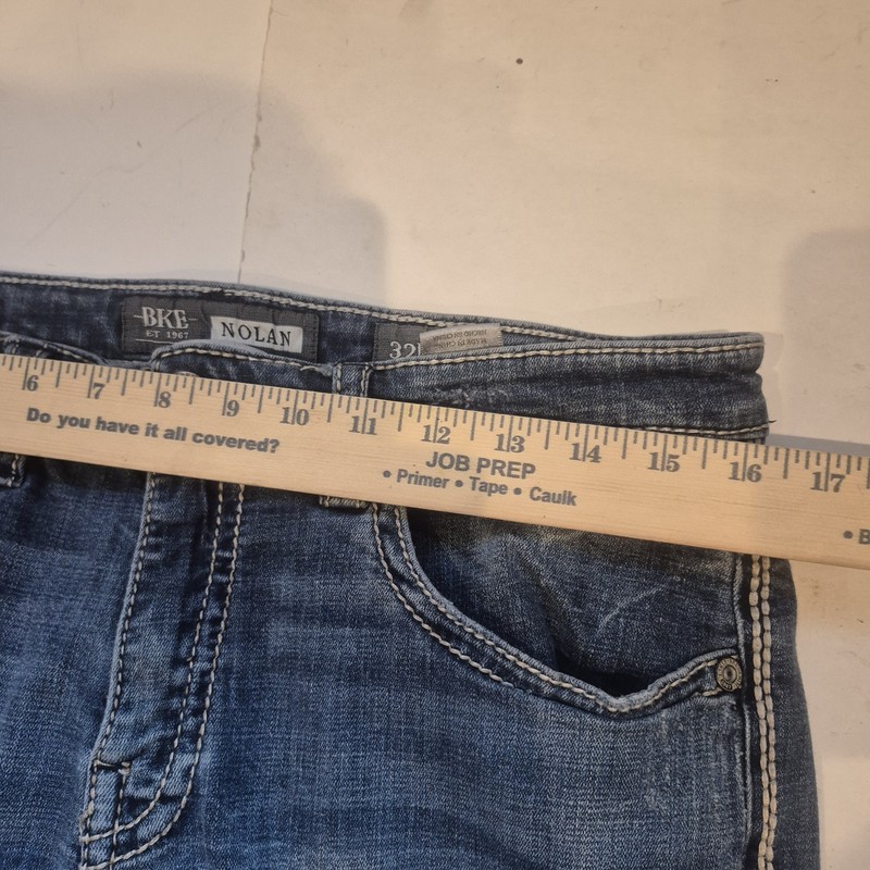 BKE Buckle Jeans Mens 32x34 Blue Nolan Straight Leg Stretch Dark Wash Denim gallery