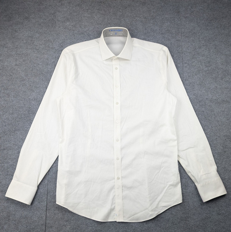 Twillory Button Up Shirt Mens 16.5 36/37 White Performance Fabric Trim Classic