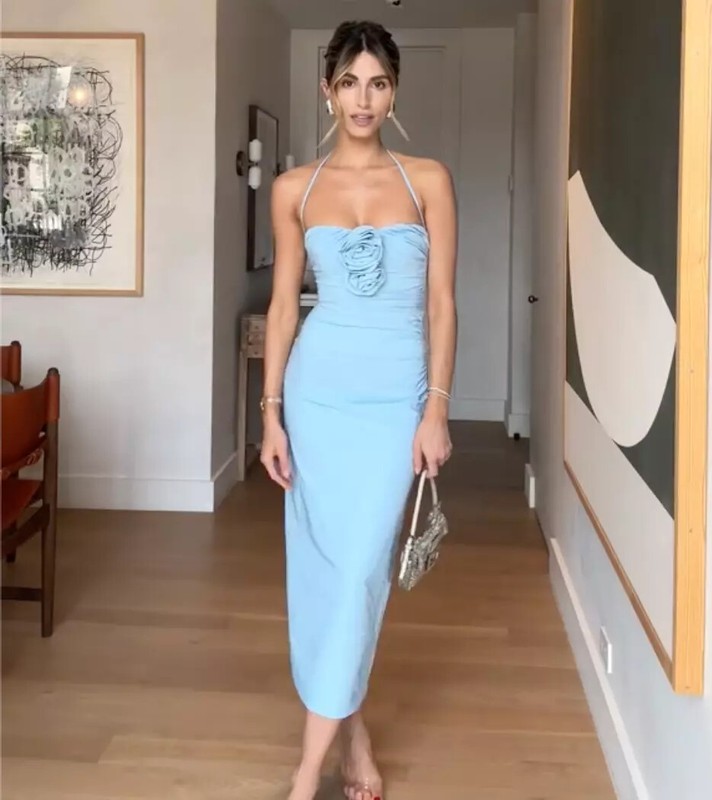 NWT_ZARA SS24 RAISED FLOWERS STRAPLESS DRESS SKY BLUE | 3581/880_XS-XL gallery