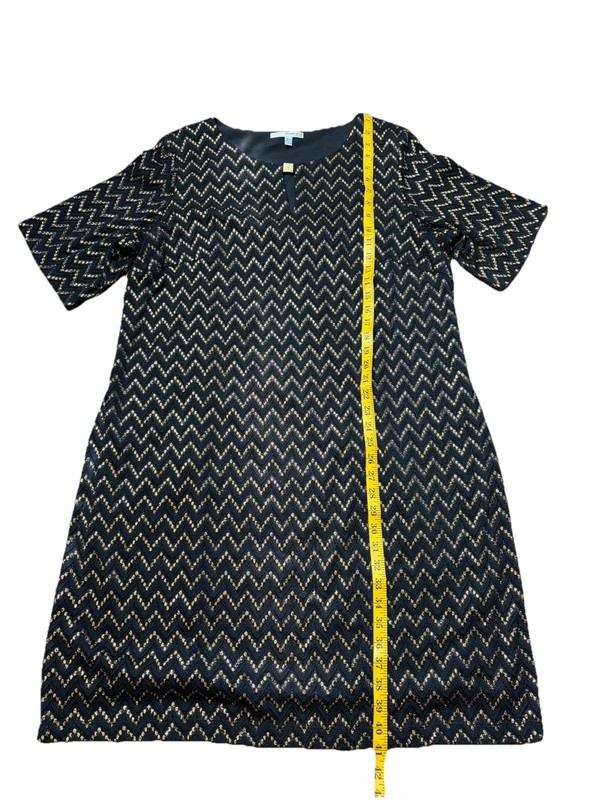 Black Gold Mini Chevron Subtle Classy Shift Dress Studio 1 Womens Size 18W EUC! gallery
