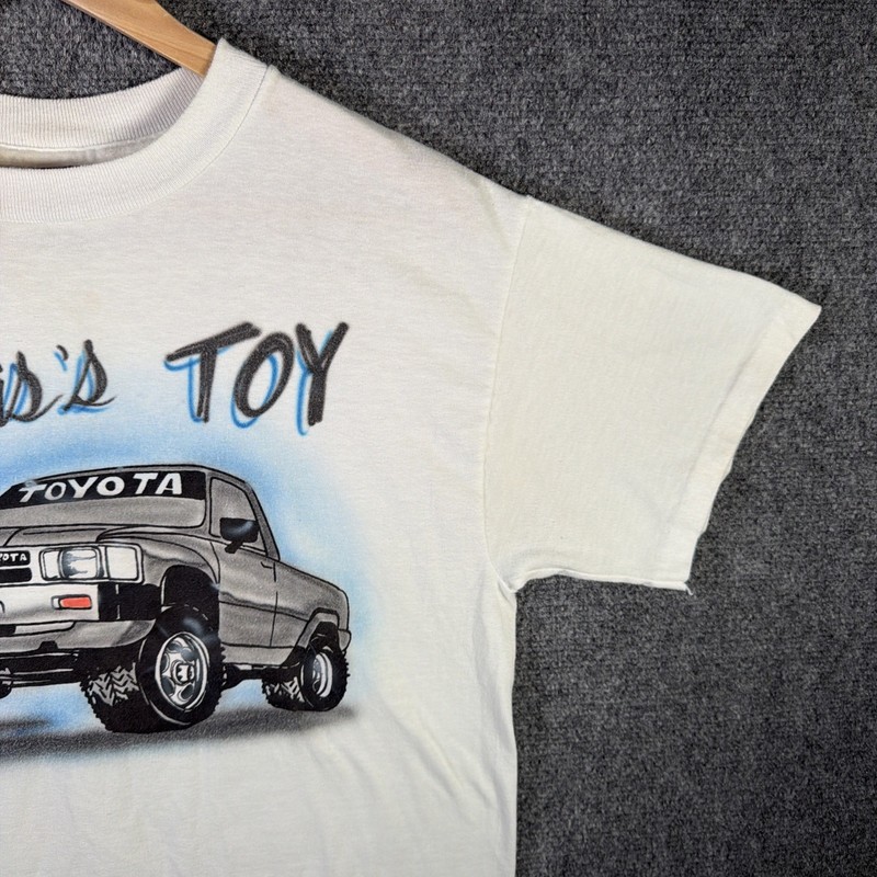 Vintage Toyota Shirt Mens Large White 80s Truck Retro Spray Paint Rare USA Car gallery