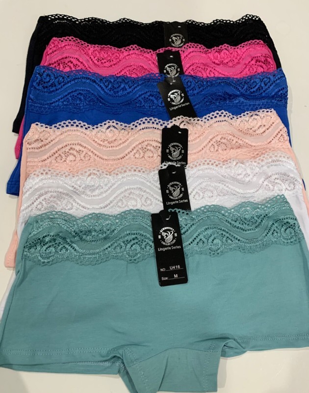 New women 6 pcs lot front lace boyshorts cotton underwear panties-SMLXLXXL