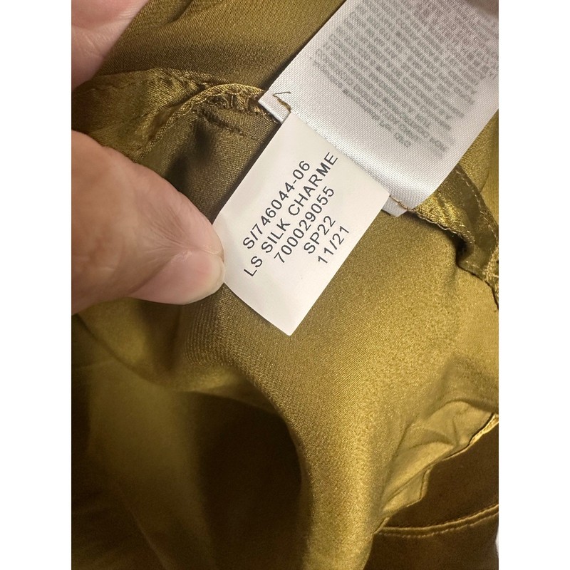 Banana Republic 100% Silk Charmeuse Resort Shirt Golden Olive Bronze XL 746044 gallery