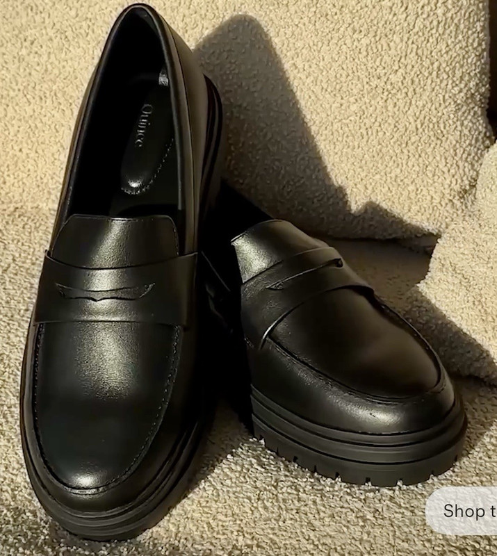 Quince Women’s Italian Leather Lug Sole Loafers in Black – Size 6 M