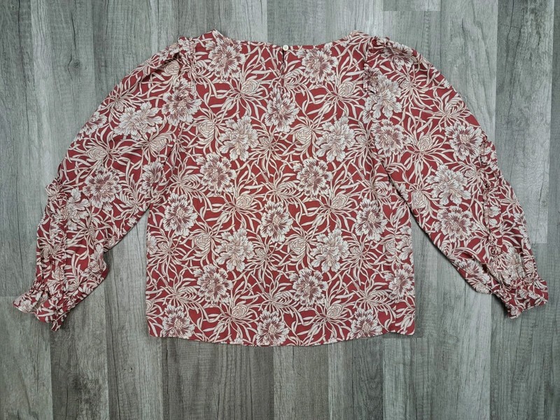 The Loft Floral Tunic Peasant Top Boho Ruffle Long Sleeve Women's Size XS Petite gallery