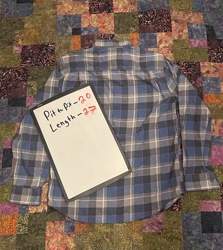 Weatherproof Vintage Blue and Grey Plaid Flannel Button Up Shirt gallery