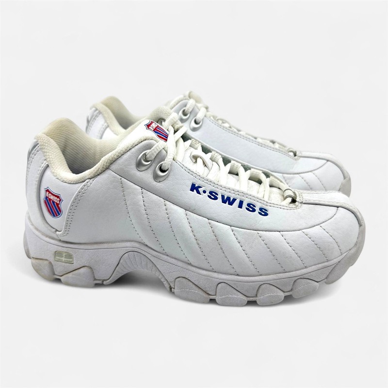 K-Swiss ST329 Heritage White Classic Blue Red Womens Size 6.5 Athletic Sneaker