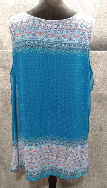 Cato Est. 1946 Tank Top Wmns Size 22/24 Boho Teal Two-In-One Layered Split Front gallery