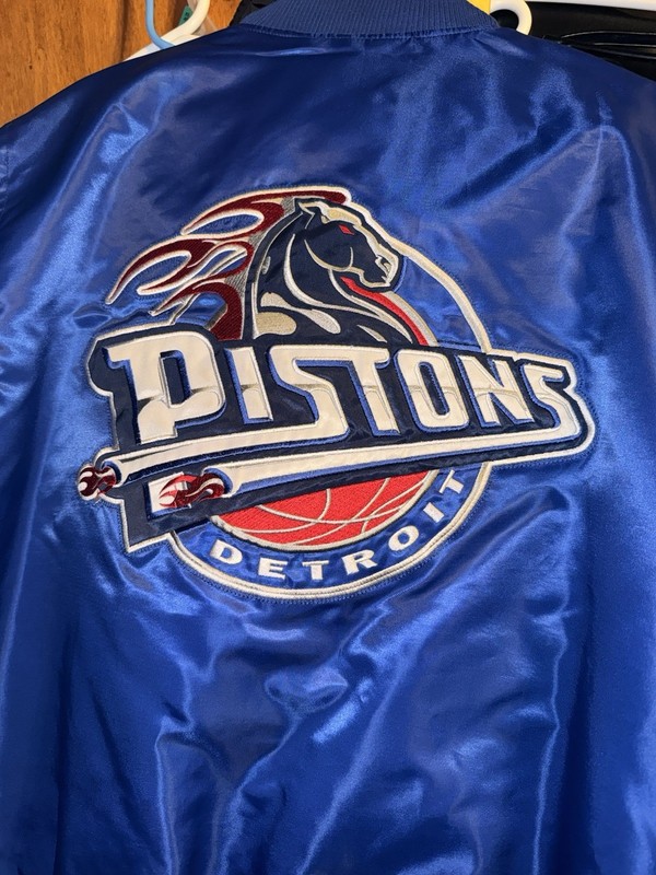 STARTER X TY MOPKINS NBA DETROIT PISTONS 2004 FINALS SATIN JACKET SIZE XL