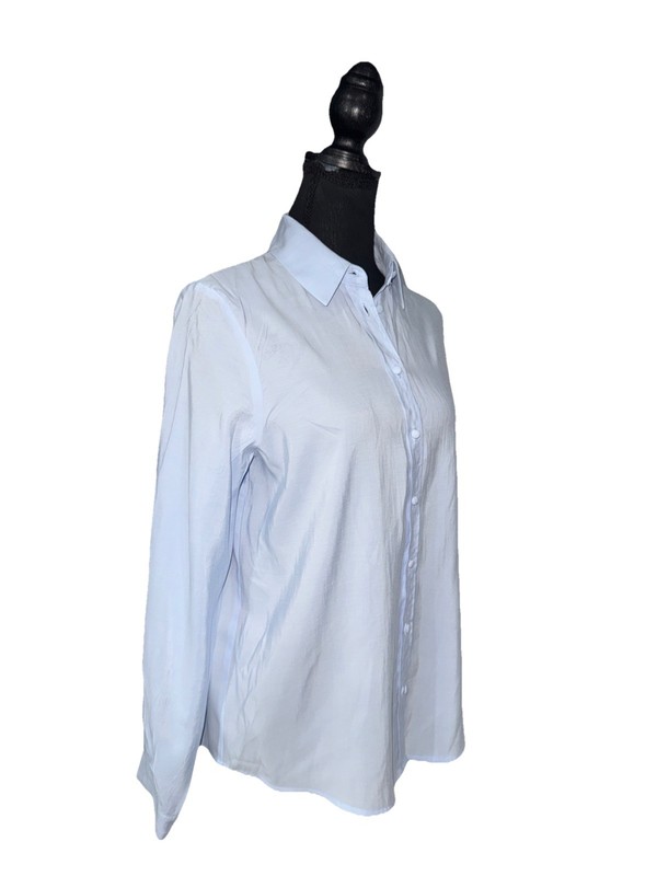 ZARA NWT WOMENS SUPER SOFT BUTTON-UP SHIRT IN SKY BLUE-SMALL gallery