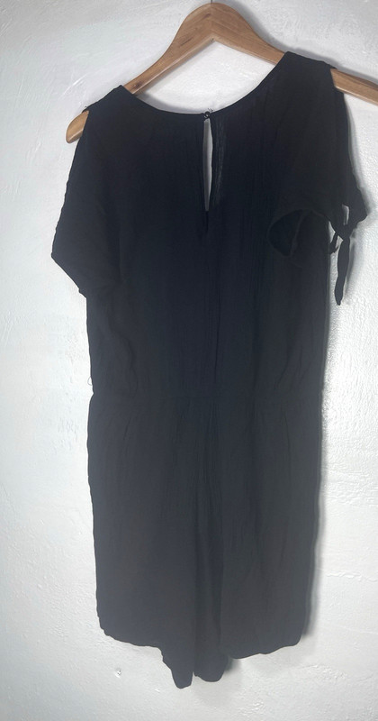 "Almost Famous Black Romper Size M Embroidered Boho Festival Tie Sleeve gallery
