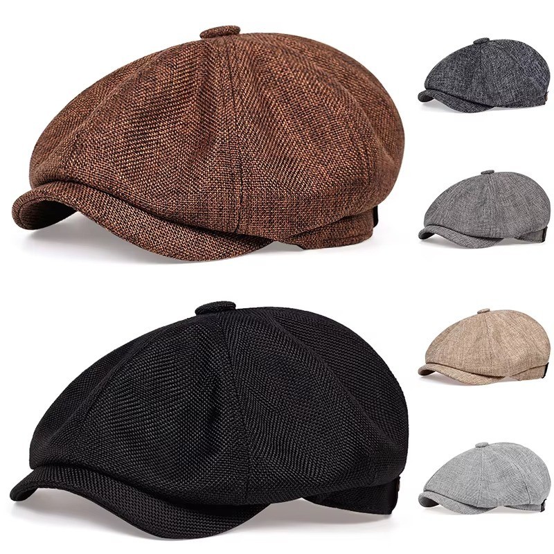 Newsboy Hat Flat Cap Driver Herringbone Tweed Plain Wool Baker Boy Classic Golf gallery