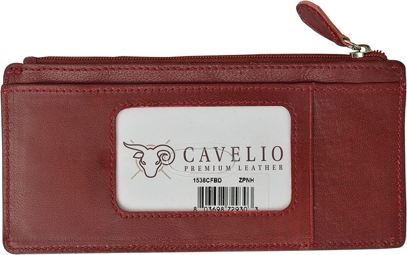Cavelio Leather Thin Vertical Stacker Card Case Wallet with ID Window