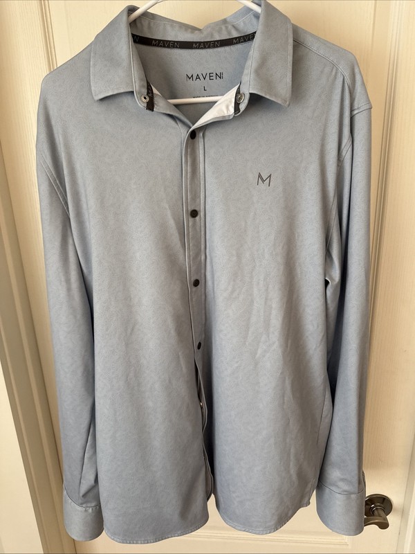Maven Men’s Button Down Sz Large —78% Polyester 22% Spandex