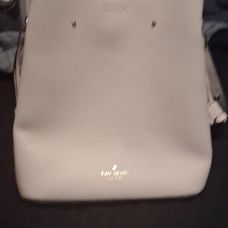 Kate Spade New York White Medium Crossbody Zip Bag Gold Hardware Logo Strap