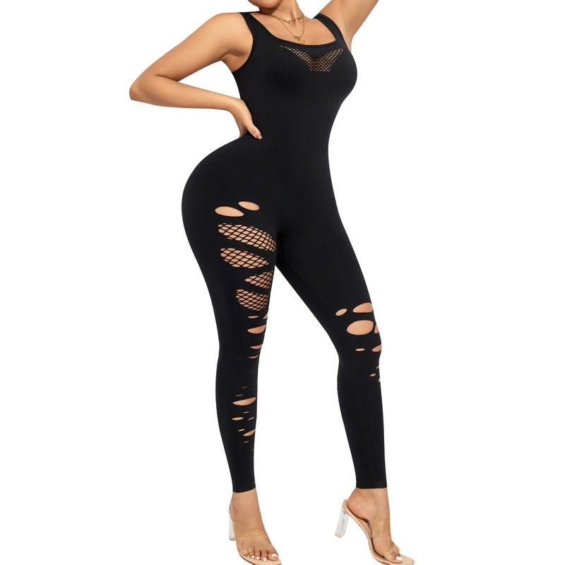 Women Workout Jumpsuits One Piece Sleeveless Scrunch Butt Lifting Gym Bodysuit
