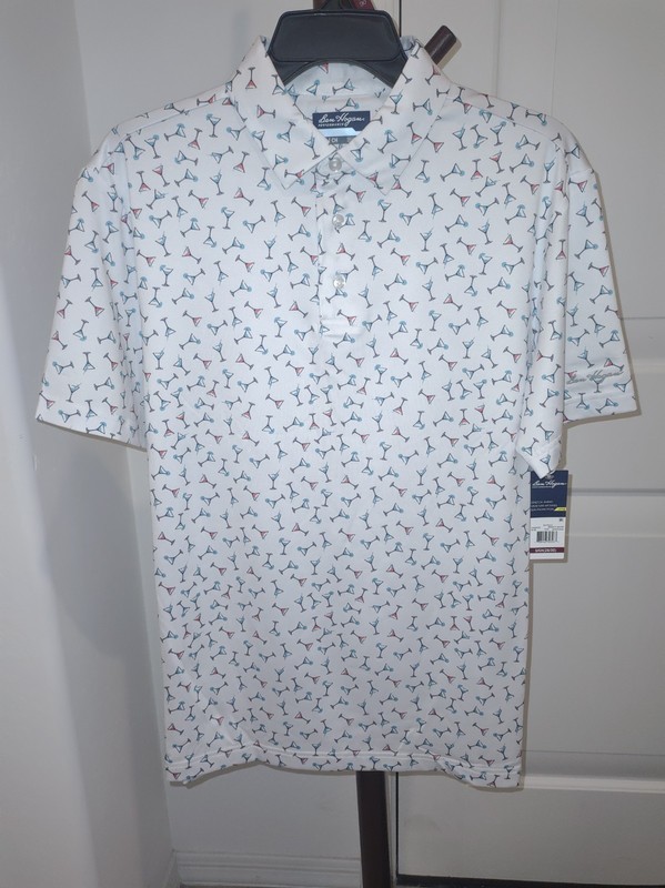 Ben Hogan Men’s Performance Golf Polo Martini Print Shirt Bright White Size 3XL