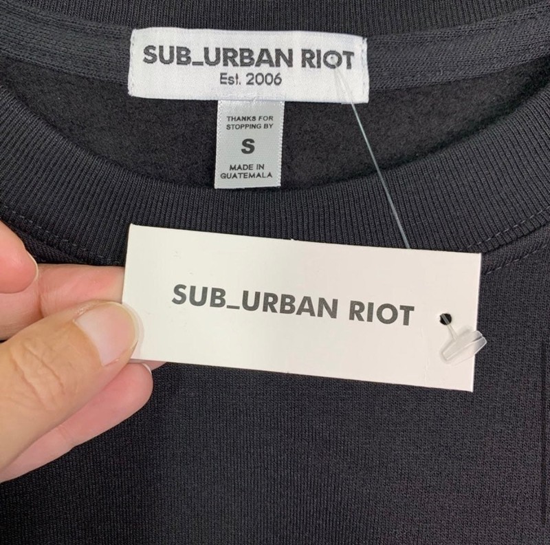 NWT Sub_Urban Riot Iconic Crewneck Pullover Willow Sweatshirt Black Sz S gallery
