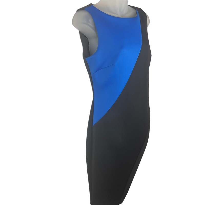 Tommy Hilfiger Women's Hidden Back Zipper Colorblock Dress Blue Black White Sz 6 gallery