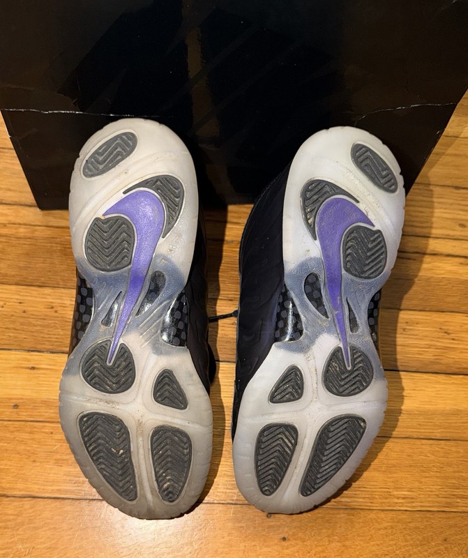 Nike Little Foamposite One Eggplant Purple Sneakers, Size 3Y FJ1256-001 gallery