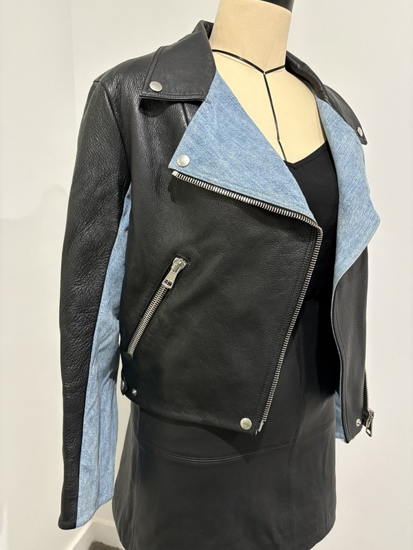 Acne Studios Rita Denim Leather Biker Jacket – Made in Italy – Size 12-14