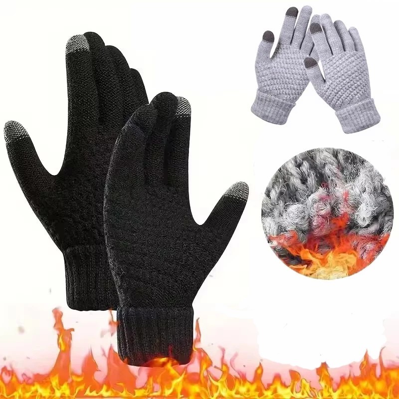Winter Knit Gloves Touchscreen Warm Thermal Men Women Windproof Mittens Gloves