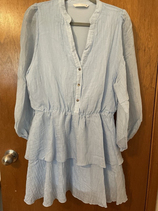 Zara Fit And Flare Lined Size L Tiered Lightweight Material Dress