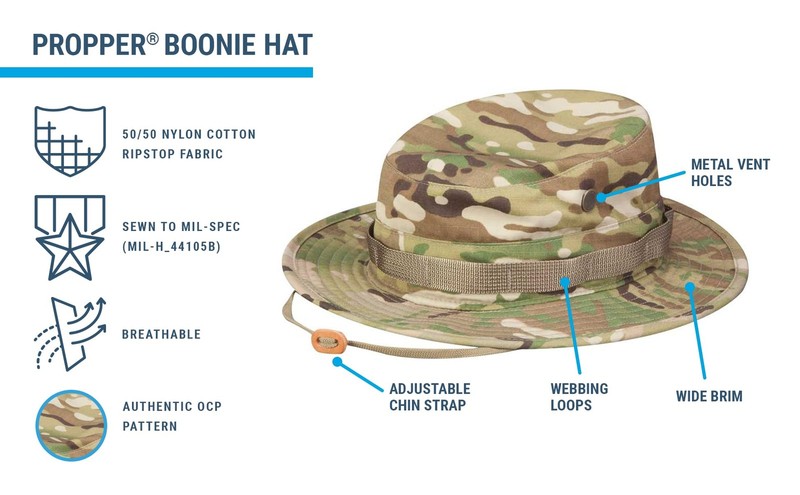 Men's Olive Drab NYCO Ripstop Camouflage Boonie Sun Hat for Outdoor Activities gallery