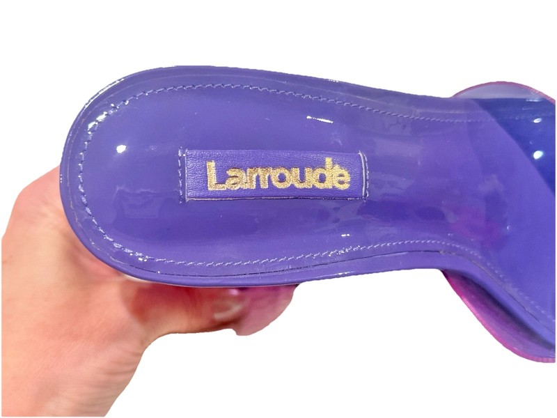 Larroude Women's Dolly Colorblock Vinyl Mules (Lilac) Sz 7. gallery