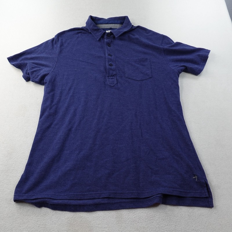Relwen Polo Shirt Mens XL Blue Short Sleeve Cotton Pocket Preppy Golf